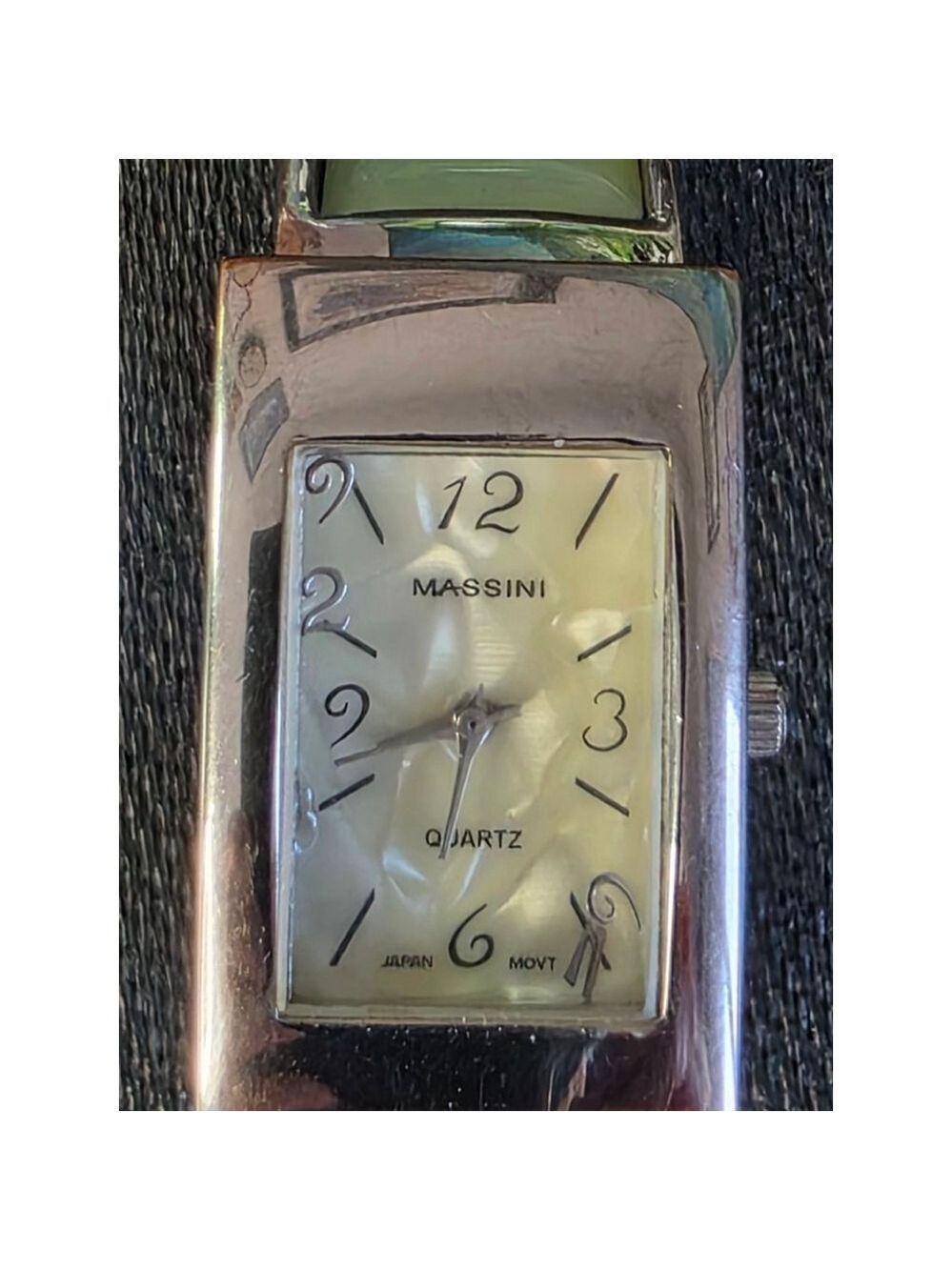 Women's Massini Silver Tone Green Quartz Bangle Watch One Size New battery